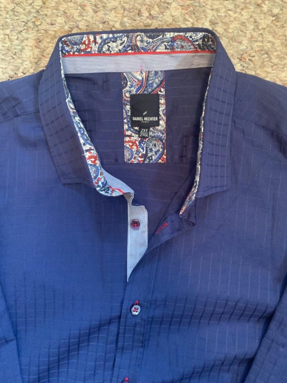 Daniel Hechter Modern Fit 2XLT Dress Shirt with Paisley and Stripes Accents - Picture 1 of 4